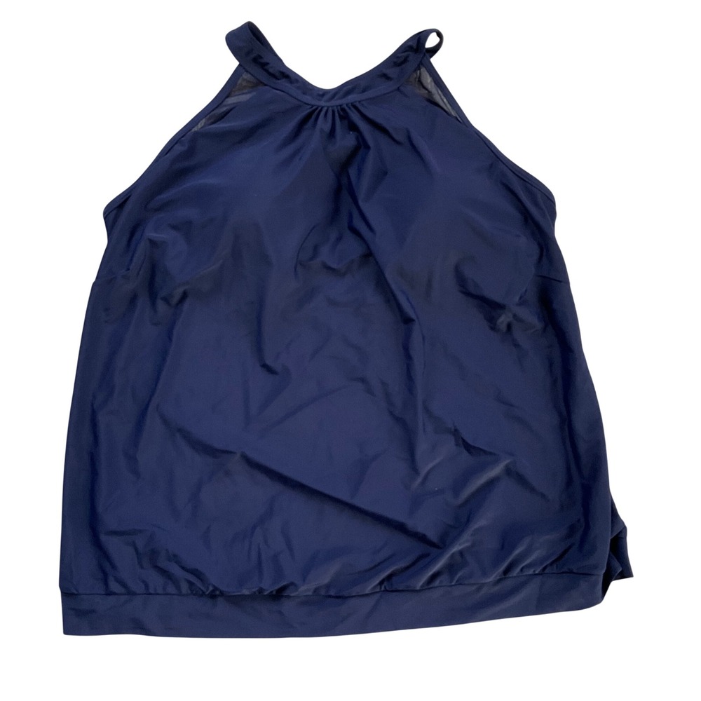 Sothea Navy Blue High Neck Tankini Top Mesh Trim Plus Size‎ 20W NWT Minimalist